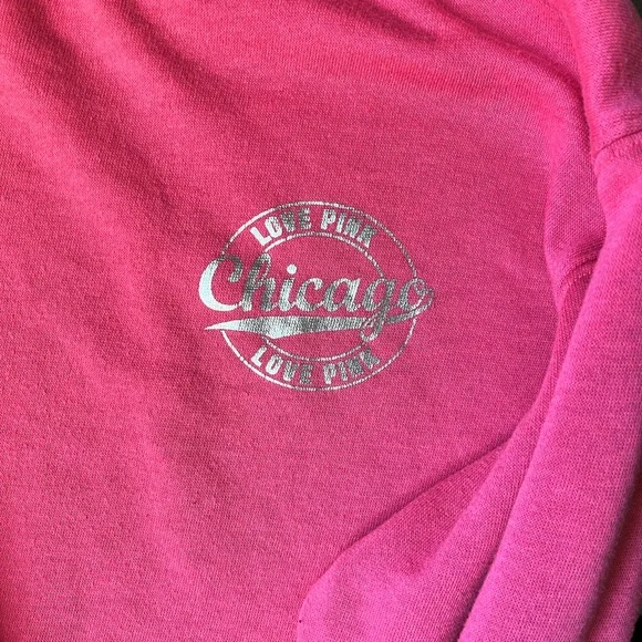 PINK Victoria's Secret Chicago Long Sleeve Tee - Pink with Silver Sequins on Sle - Picture 3 of 5